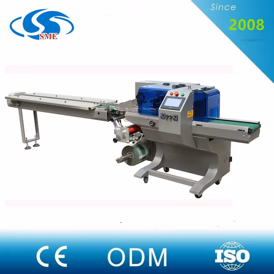 PLC Control Date Ball Protein Bar Automatic Horizontal Wrapper Pillow Packing Machine Cookie Cake Flow Wrapping Machine