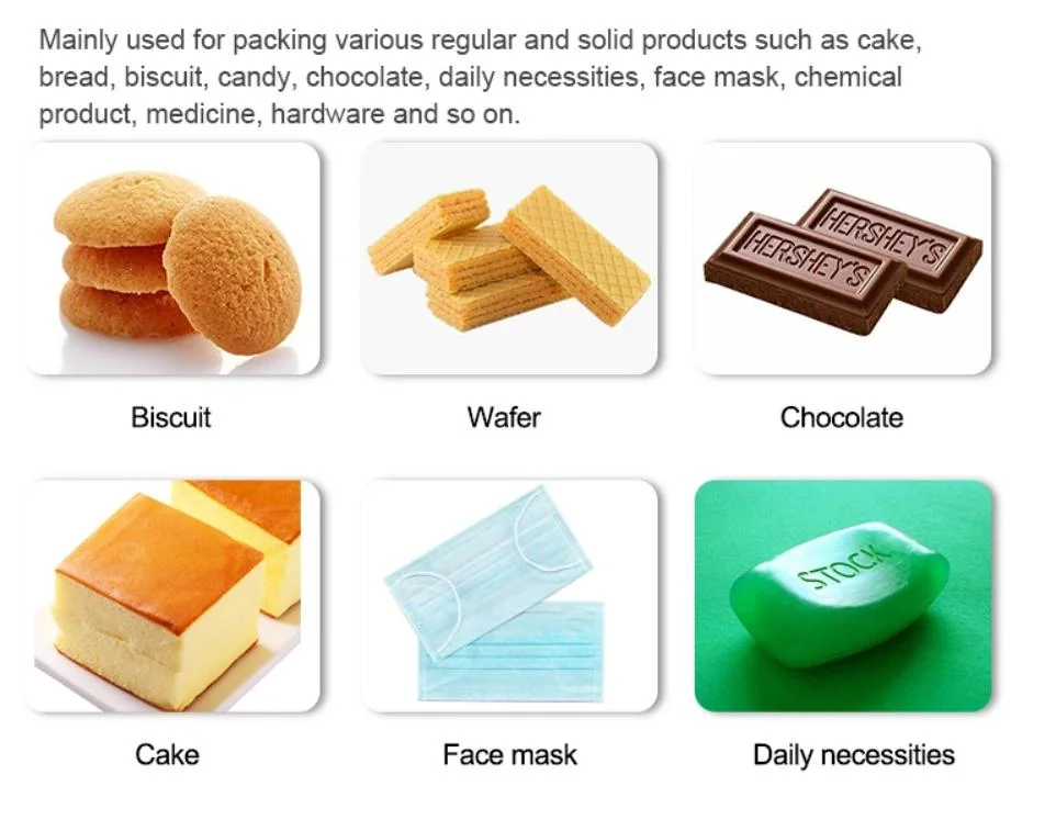Bread Bicsuit Cookie Crackers Dry Cake Chocolate Bar Automatic Horizontal Packaging Flowpack Wrapper Pillow Packing Machine